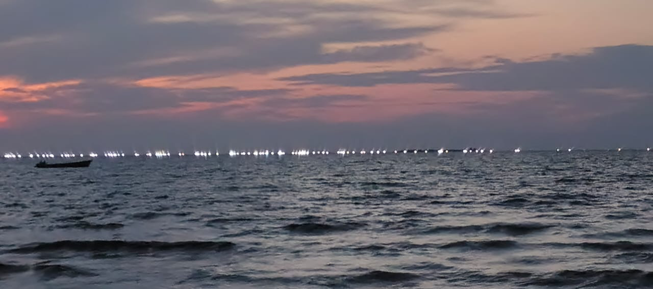 Night fishing lights across Lake Victoria